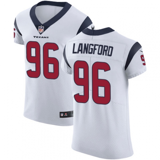 Men's Nike Houston Texans #96 Kendall Langford White Vapor Untouchable Elite Player NFL Jersey - Ujersey