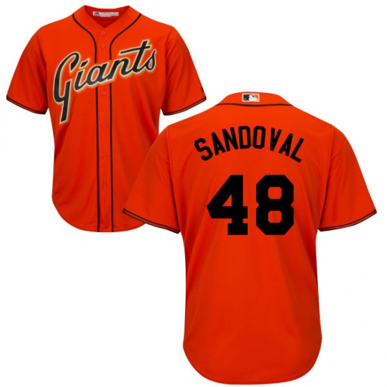 Youth Majestic San Francisco Giants #48 Pablo Sandoval Replica Orange Alternate Cool Base MLB Jersey - Ujersey