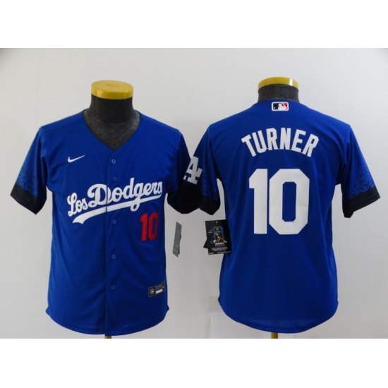 Youth Los Angeles Dodgers #10 Justin Turner Blue City Player Jersey - Ujersey