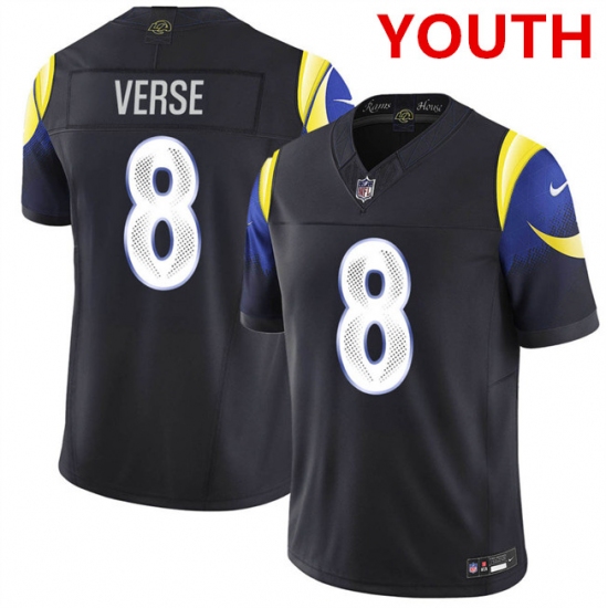 Youth los angeles rams #8 jared verse midnight blue 2025 f.u.s.e. “rivalries” vapor limited football stitched jersey - Ujersey