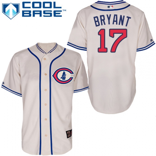 Men's Majestic Chicago Cubs #17 Kris Bryant Authentic Cream 1929 Turn Back The Clock MLB Jersey - Ujersey