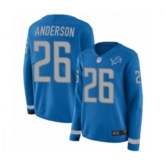 Women's Detroit Lions #26 C.J. Anderson Limited Blue Therma Long Sleeve Football Jersey - Ujersey