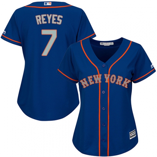 Women's Majestic New York Mets #7 Jose Reyes Authentic Royal Blue Alternate Road Cool Base MLB Jersey - Ujersey