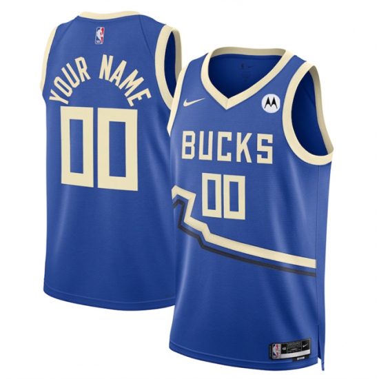 Men's Milwaukee Bucks Active Player Custom Royal 2024-25 City Edition Stitched Basketball Jersey - Ujersey