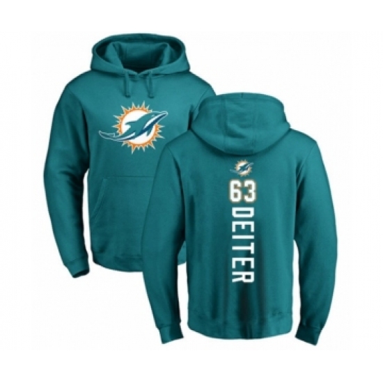 Football Miami Dolphins #63 Michael Deiter Aqua Green Backer Pullover Hoodie - Ujersey