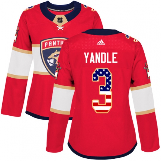 Women's Adidas Florida Panthers #3 Keith Yandle Authentic Red USA Flag Fashion NHL Jersey - Ujersey