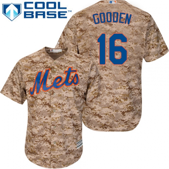 Men's Majestic New York Mets #16 Dwight Gooden Authentic Camo Alternate Cool Base MLB Jersey - Ujersey
