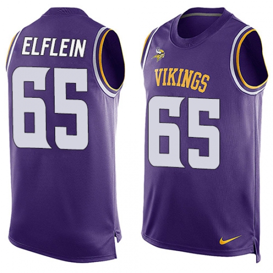 Men's Nike Minnesota Vikings #65 Pat Elflein Limited Purple Player Name & Number Tank Top NFL Jersey - Ujersey