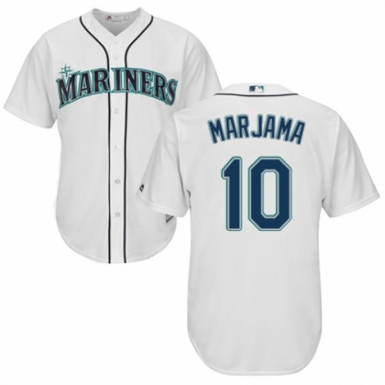 Men's Majestic Seattle Mariners #10 Mike Marjama Replica White Home Cool Base MLB Jersey - Ujersey