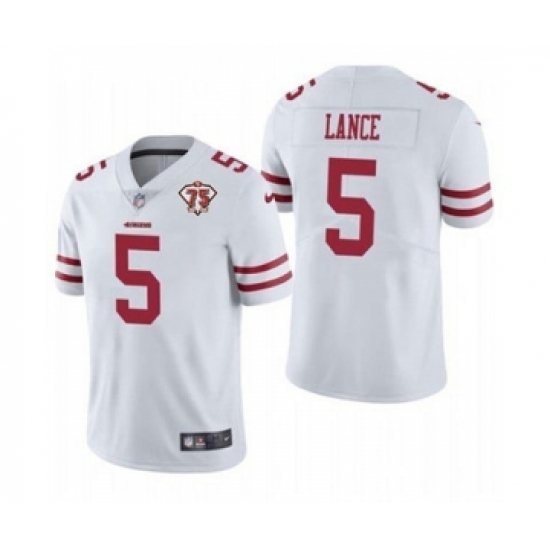 Men's San Francisco 49ers #5 Trey Lance White 2021 75th Anniversary Vapor Untouchable Limited Jersey - Ujersey