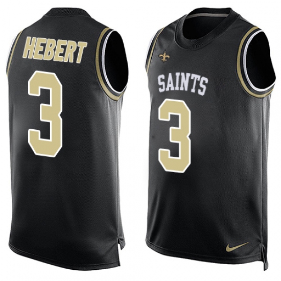 Men's Nike New Orleans Saints #3 Bobby Hebert Limited Black Player Name & Number Tank Top NFL Jersey - Ujersey