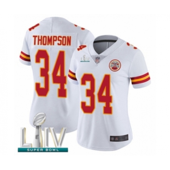 Women's Kansas City Chiefs #34 Darwin Thompson White Vapor Untouchable Limited Player Super Bowl LIV Bound Football Jersey - Ujersey