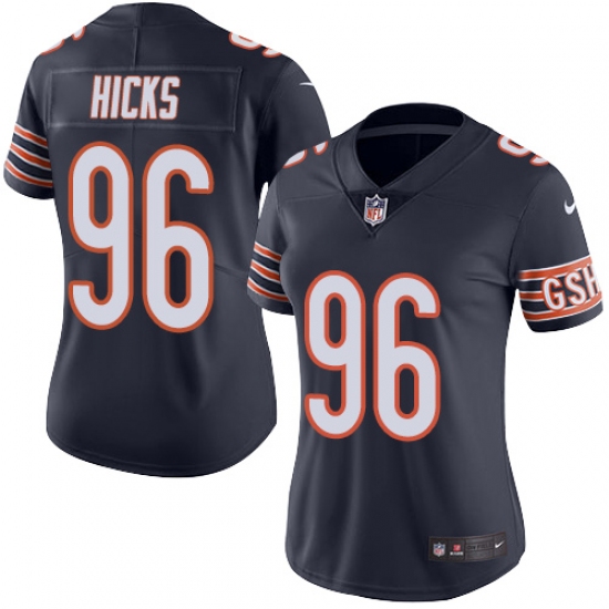 Women's Nike Chicago Bears #96 Akiem Hicks Navy Blue Team Color Vapor Untouchable Limited Player NFL Jersey - Ujersey
