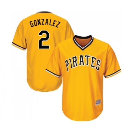 Men's Pittsburgh Pirates #2 Erik Gonzalez Replica Gold Alternate Cool Base Baseball Jersey - Ujersey