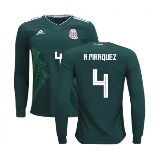 Mexico #4 R.Marquez Home Long Sleeves Kid Soccer Country Jersey