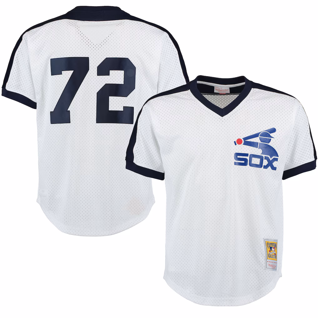 Men's Chicago White Sox Carlton Fisk Mitchell & Ness White Authentic Batting Practice Jersey - ujerseystore