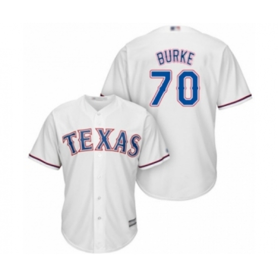 Youth Texas Rangers #70 Brock Burke Authentic White Home Cool Base Baseball Player Jersey - Ujersey