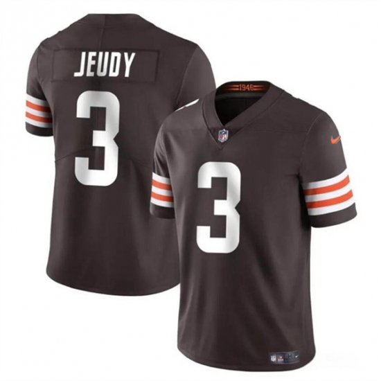 Men's Cleveland Browns #3 Jerry Jeudy Brown Vapor Limited Football Stitched Jersey - Ujersey