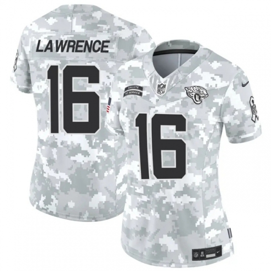 Women's Jacksonville Jaguars #16 Trevor Lawrence 2024 F.U.S.E Arctic Camo Salute To Service Limited Stitched Football Jersey(Run Small) - Ujersey