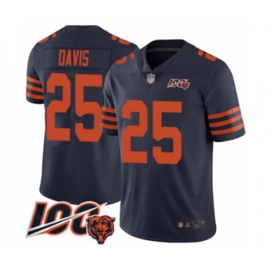 Youth Chicago Bears #25 Mike Davis Limited Navy Blue Rush Vapor Untouchable 100th Season Football Jersey - Ujersey
