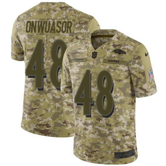 Youth Nike Baltimore Ravens #48 Patrick Onwuasor Limited Camo 2018 Salute to Service NFL Jersey - Ujersey