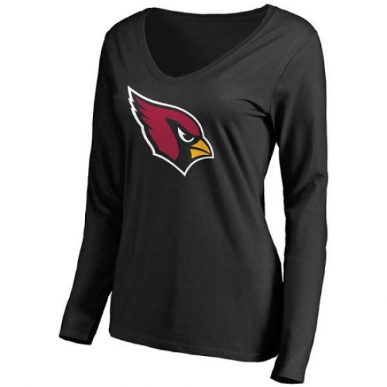 NFL Women Arizona Cardinals Black Primary Team Logo Slim Fit Long Sleeve T-Shirt - Ujersey