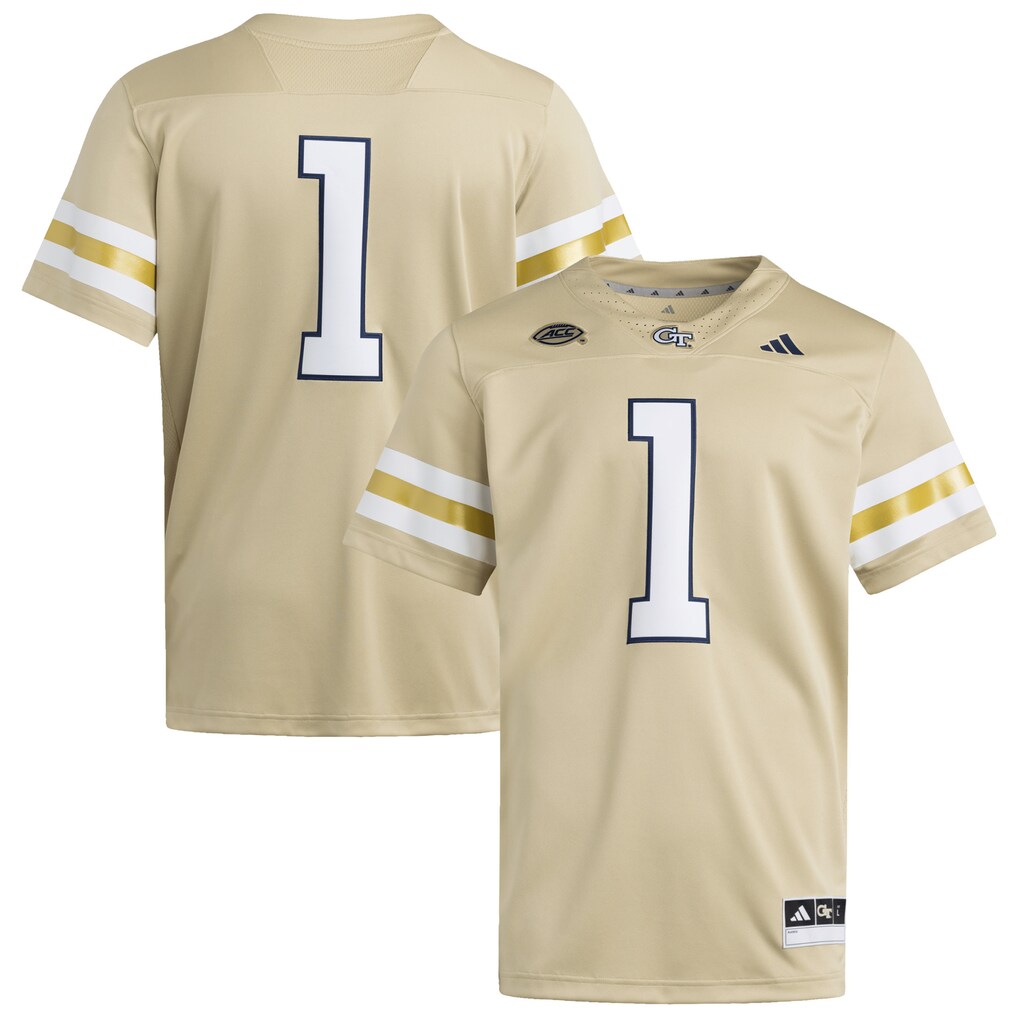 Men's adidas #1 Gold Georgia Tech Yellow Jackets Premier Jersey - ujerseystore
