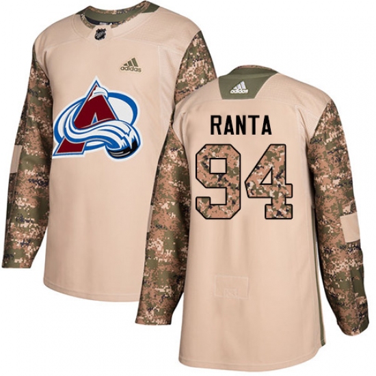 Men's Adidas Colorado Avalanche #94 Sampo Ranta Authentic Camo Veterans Day Practice NHL Jersey - Ujersey