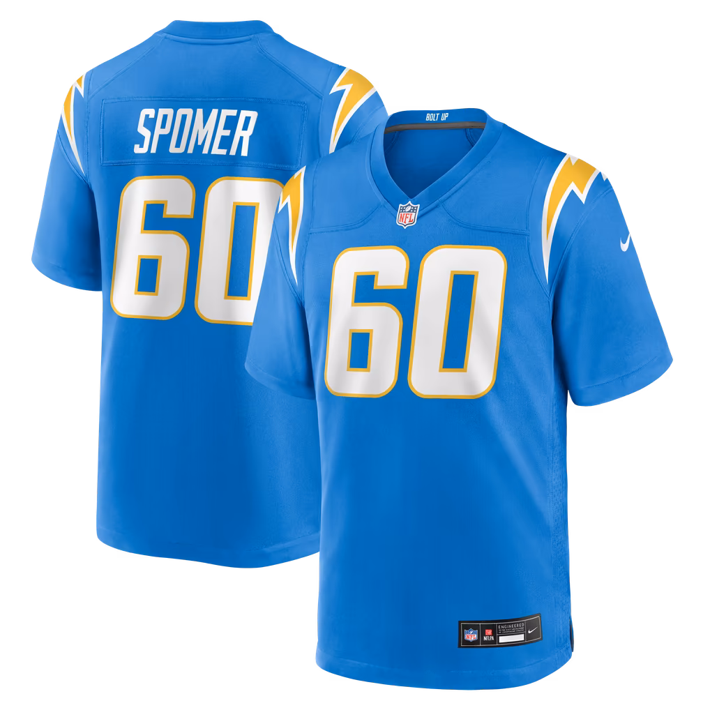 Men's Los Angeles Chargers Jacob Spomer Nike Powder Blue Team Game Jersey - Ujersey