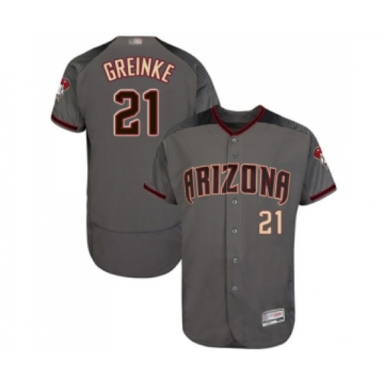 Men's Arizona Diamondbacks #21 Zack Greinke Grey Road Authentic Collection Flex Base Baseball Jersey - Ujersey