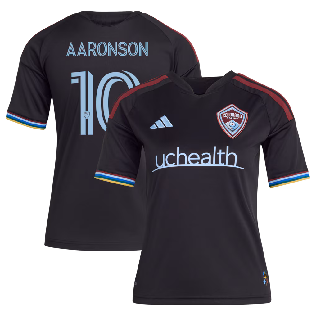 Youth Colorado Rapids Paxten Aaronson adidas Black 2026 Colorful Colorado Replica Jersey