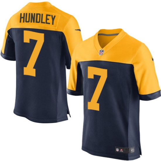 Men's Nike Green Bay Packers #7 Brett Hundley Elite Navy Blue Alternate NFL Jersey - Ujersey