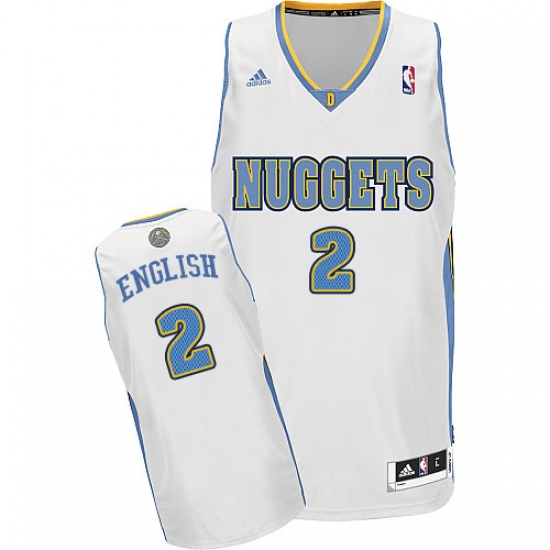 Men's Adidas Denver Nuggets #2 Alex English Swingman White Home NBA Jersey - Ujersey