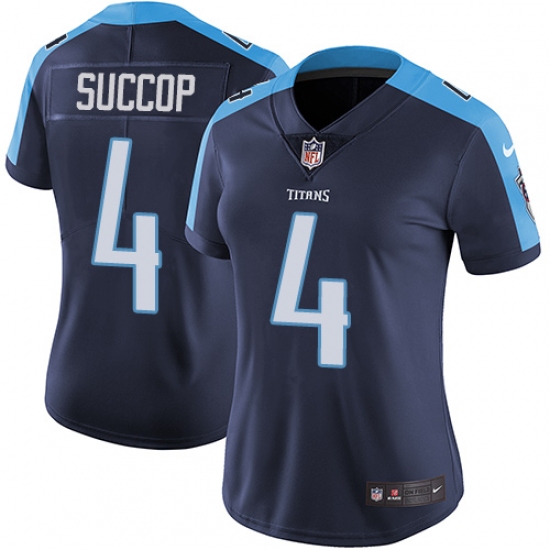 Women's Nike Tennessee Titans #4 Ryan Succop Navy Blue Alternate Vapor Untouchable Limited Player NFL Jersey - Ujersey