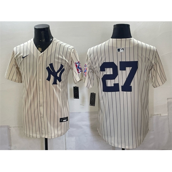 Men's New York Yankees #27 Giancarlo Stanton Cream 2026 Field of Dreams Stadium Stitched Baseball Jersey - Ujersey