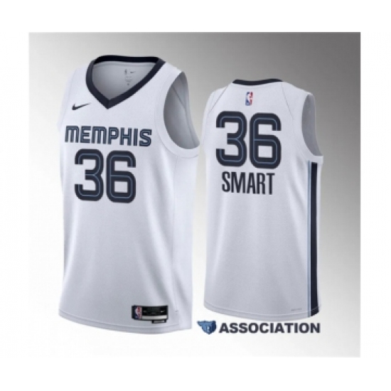 Men's Memphis Grizzlies #36 Marcus Smart White 2023 Draft Association Edition Stitched Basketball Jersey