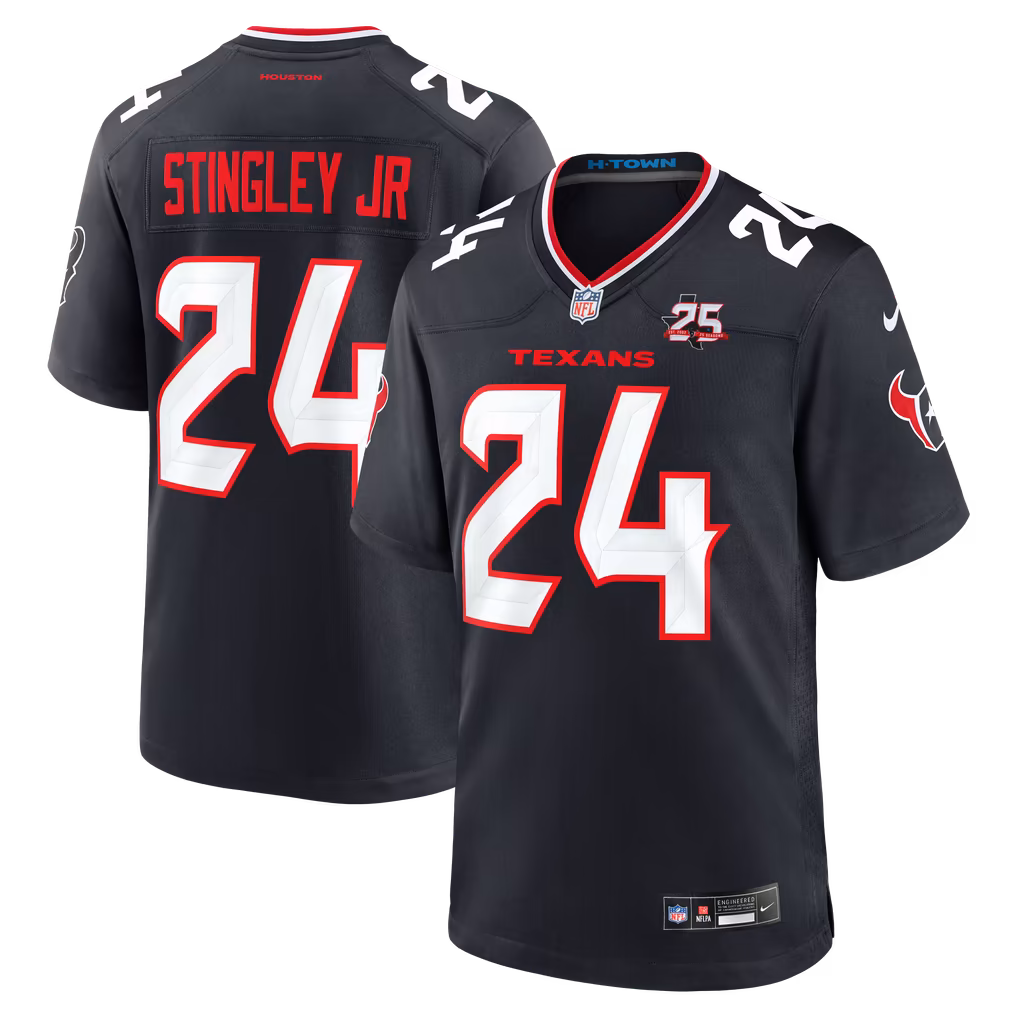 Men's Houston Texans Derek Stingley Jr. Nike Navy Team 25th Season Game Jersey - Ujersey