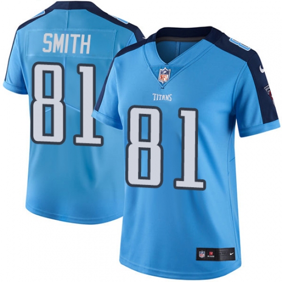 Women's Nike Tennessee Titans #81 Jonnu Smith Elite Light Blue Team Color NFL Jersey - Ujersey