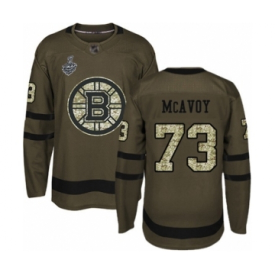 Youth Boston Bruins #73 Charlie McAvoy Authentic Green Salute to Service 2019 Stanley Cup Final Bound Hockey Jersey - Ujersey