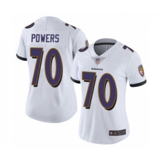 Women's Baltimore Ravens #70 Ben Powers White Vapor Untouchable Limited Player Football Jersey - Ujersey