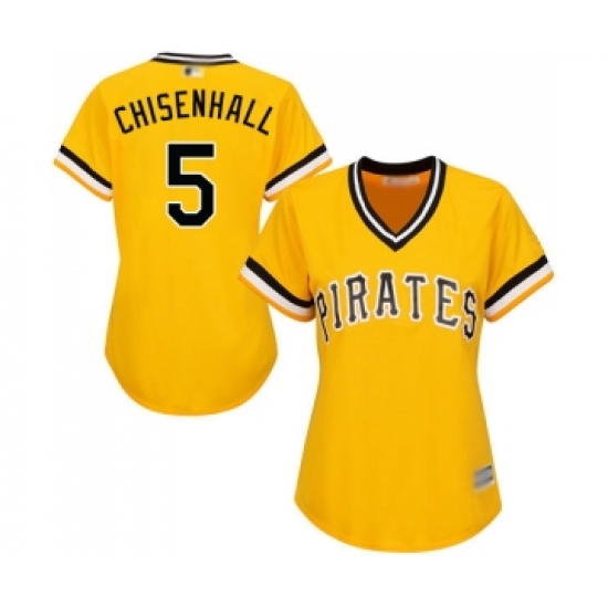 Women's Pittsburgh Pirates #5 Lonnie Chisenhall Replica Gold Alternate Cool Base Baseball Jersey - Ujersey