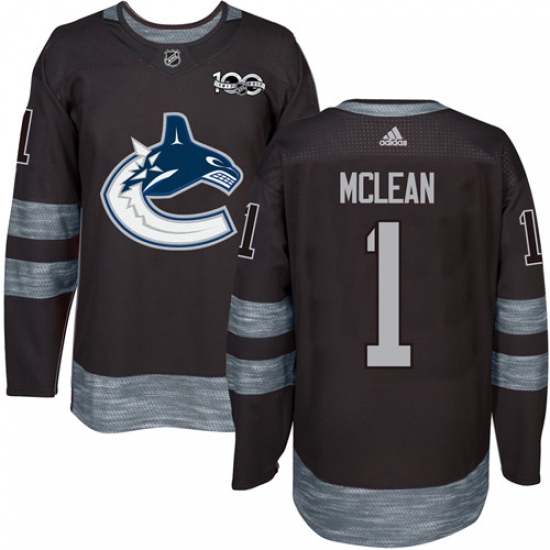 Men's Adidas Vancouver Canucks #1 Kirk Mclean Authentic Black 1917-2017 100th Anniversary NHL Jersey - Ujersey