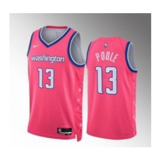 Men's Washington Wizards #13 Jordan Poole Pink Cherry Blossom City Edition Limited Stitched Basketball Jersey - Ujersey