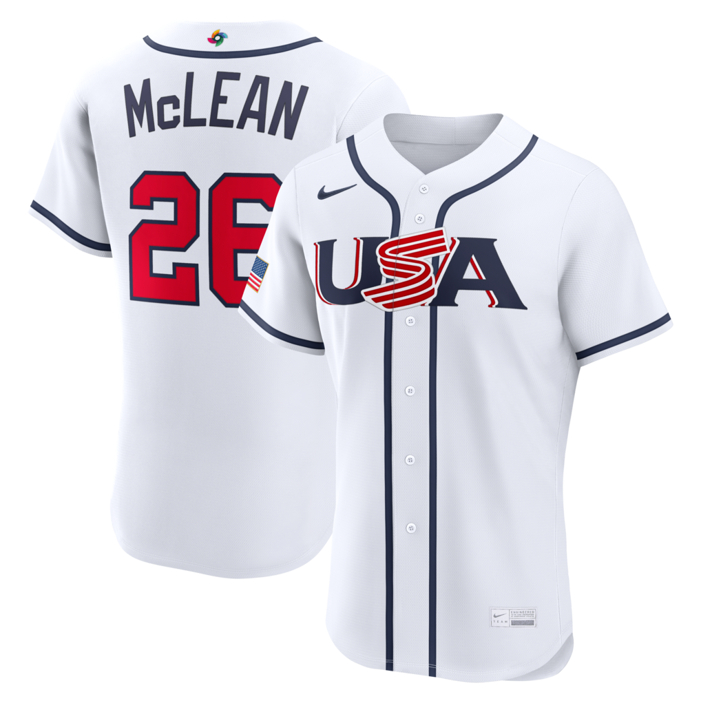 Men's USA Baseball Nolan McLean Nike White 2026 World Baseball Classic Home Authentic Jersey - U-jersey