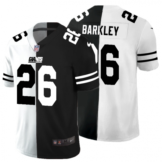 Men's New York Giants #26 Saquon Barkley Black White Limited Split Fashion Football Jersey