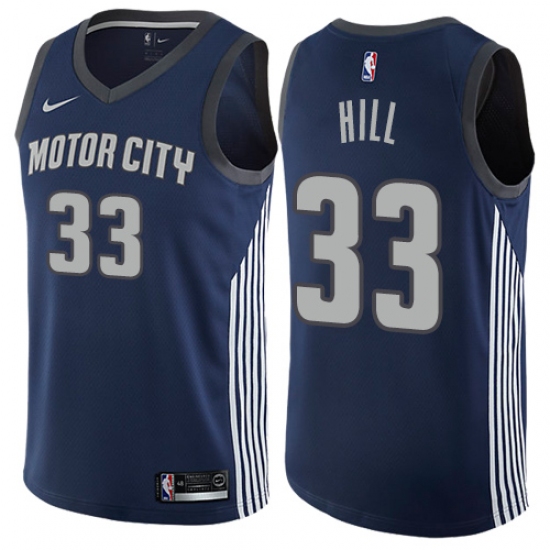 Men's Nike Detroit Pistons #33 Grant Hill Swingman Navy Blue NBA Jersey - City Edition - Ujersey