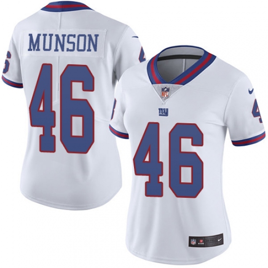 Women's Nike New York Giants #46 Calvin Munson Limited White Rush Vapor Untouchable NFL Jersey - Ujersey