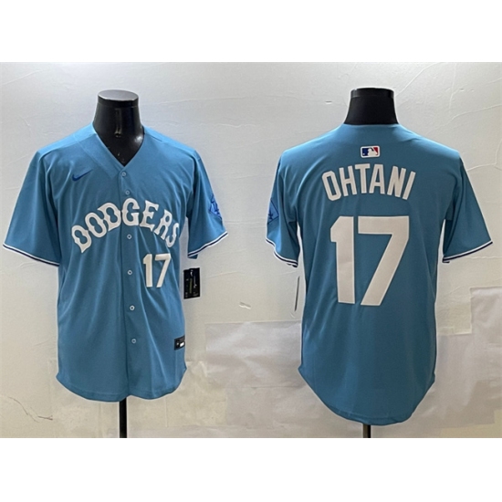 Men's Los Angeles Dodgers #17 Shohei Ohtani Light Blue Limited Stitched Baseball Jersey - Ujersey