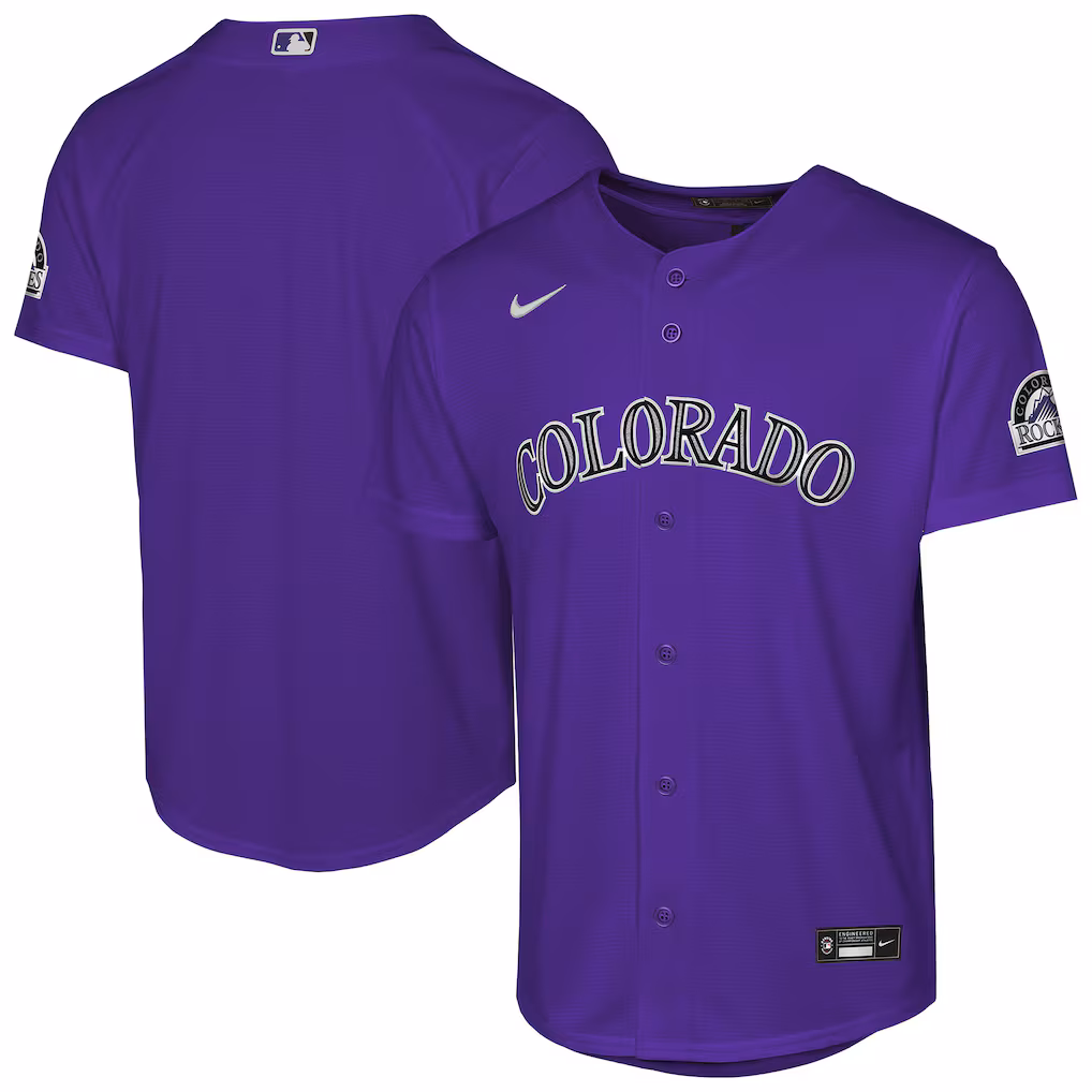 Youth Colorado Rockies Nike Purple Alternate 2 Stadium Jersey - ujerseystore