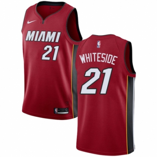 Youth Nike Miami Heat #21 Hassan Whiteside Authentic Red NBA Jersey Statement Edition - Ujersey